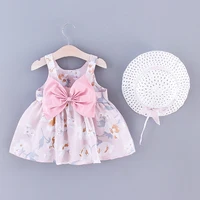 2Pcs/Set Girls' X Summer Daisy Dress Sweet Bow Baby Beach Dress 0-3 Years Old Newborn Dress+Hat 5
