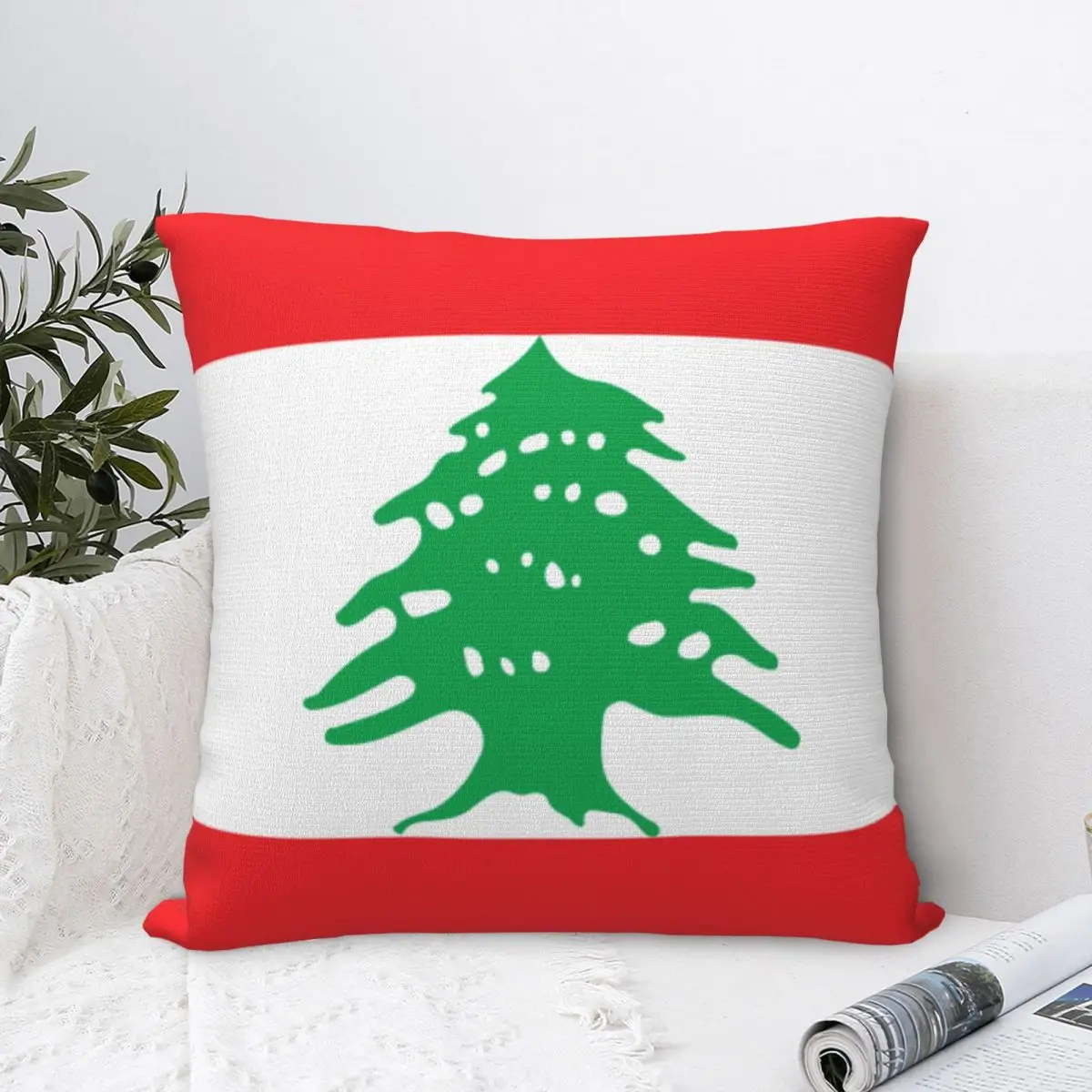 

Flag Of Lebanon Square Pillow Case for Sofa Throw Pillow