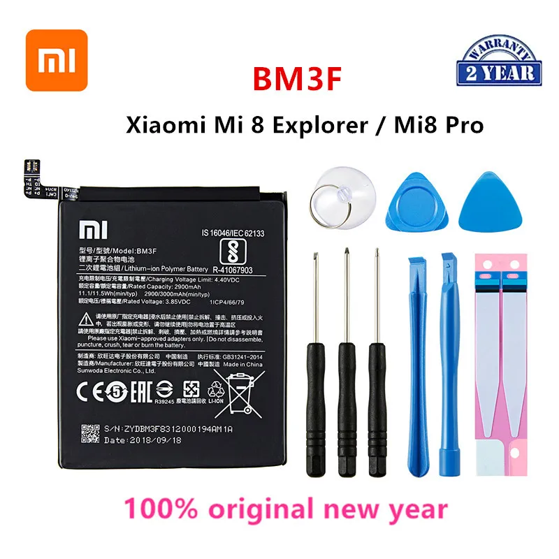 

Xiao mi 100% Orginal BM3F 3000mAh Battery For Xiaomi 8 Mi 8 Explorer/Mi8 Pro BM3F Phone Replacement Batteries +Tools