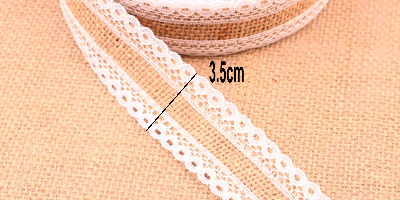 Ribbon Decoration 2 Meters 25mm Natural Jute Burlap With Lace