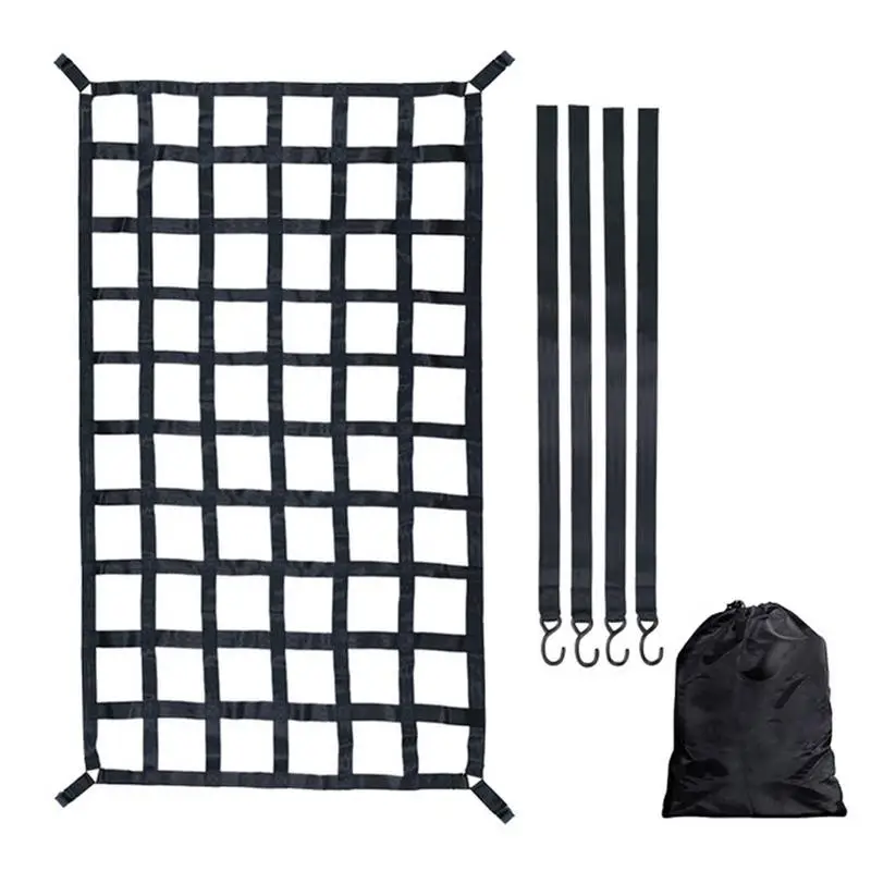 

Cargo Netting Heavy Duty Roof Rack Cargo Net For Pickup Trucks SUV Small Trailer Adjustable Elastic Trunk Storage Net With 4