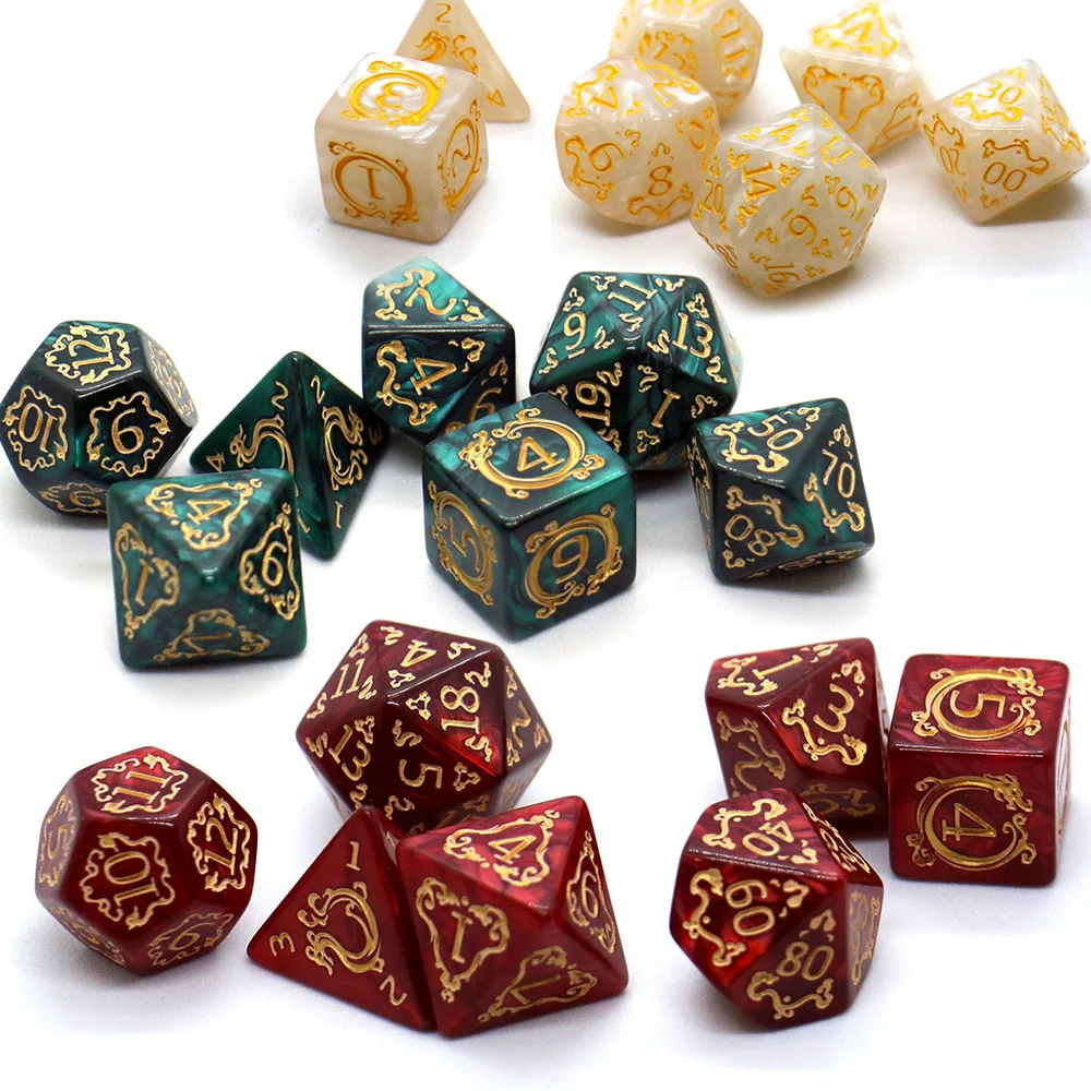 Exquisite Dragon Pattern 7-Piece DND Dice Set - Perfect Gift