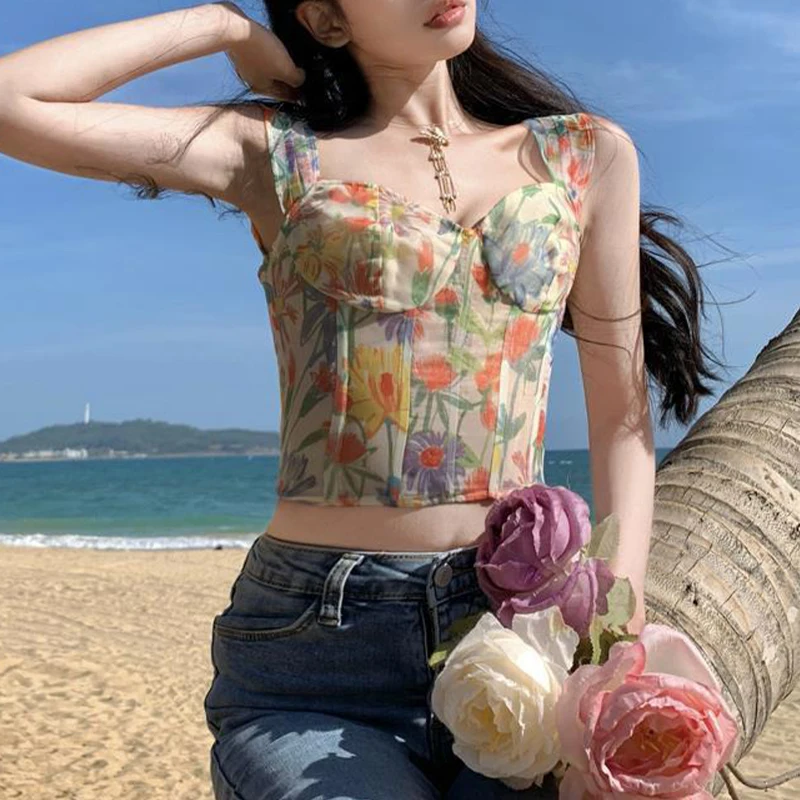 ο  Sweet Vest Suspender Sweetheart Neck   Ʈ Slim Fit Bustier ڸ ũ ž Summer Babes Street Style S M L
