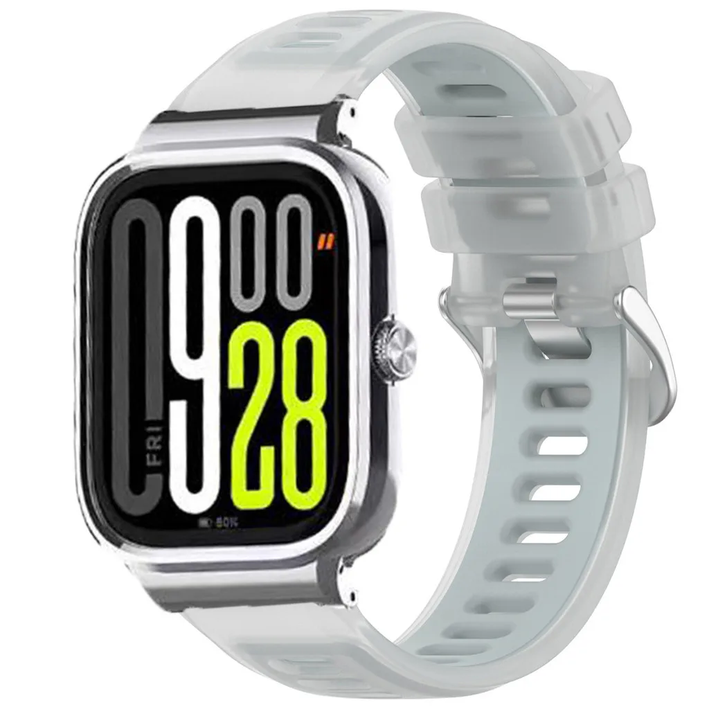 Silicone Band with Metal Frame Smart Watch Protector Case