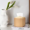 Decorative Square Tissue Box PU Leather Tissue Holder Facial Paper Organizer for Bathroom Modern Tissue Box Holder Kitchen 5