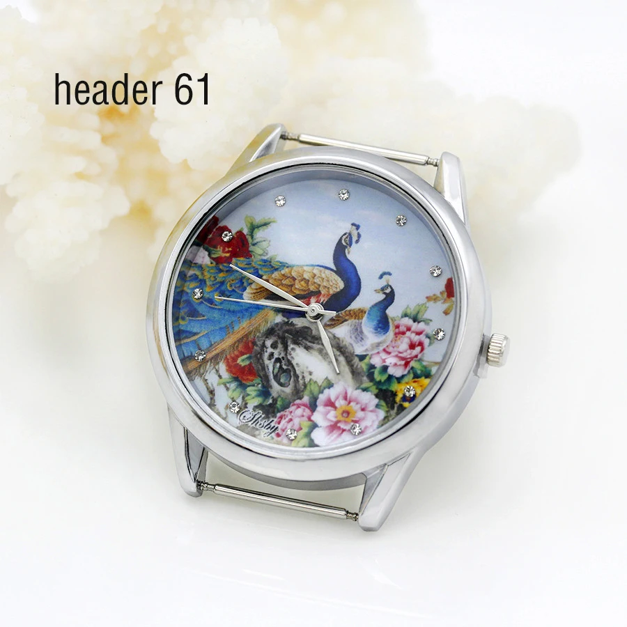 Shsby Diy Personality Watch Header Sliver Flower Panda Rabbit Peacock Phoenix Head Watch Accessories 61~70 watch dial accessories,watch face accessories