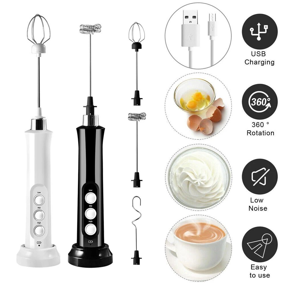 Portable Electric Milk Frother Foam Maker Rechargeable Handheld Foamer High  Speeds Drink Mixer Coffee Frothing Wand Whisk - AliExpress