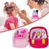 Kids Makeup Set for Girls Mini Pretend Play Set Simulation Hairdressing Hair Dryer Scissors Make Up Lipstick Toy Birthday Gifts 3