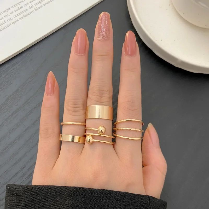 Ring Set Punk Ring Simple Design Vintage Gold Silver Color Joint Rings for Women