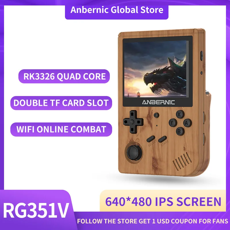 ANBERNIC RG351V 3.5 INCH IPS Screen Handheld Retro Game Video Game Player  Built-in WiFi Online Sparring