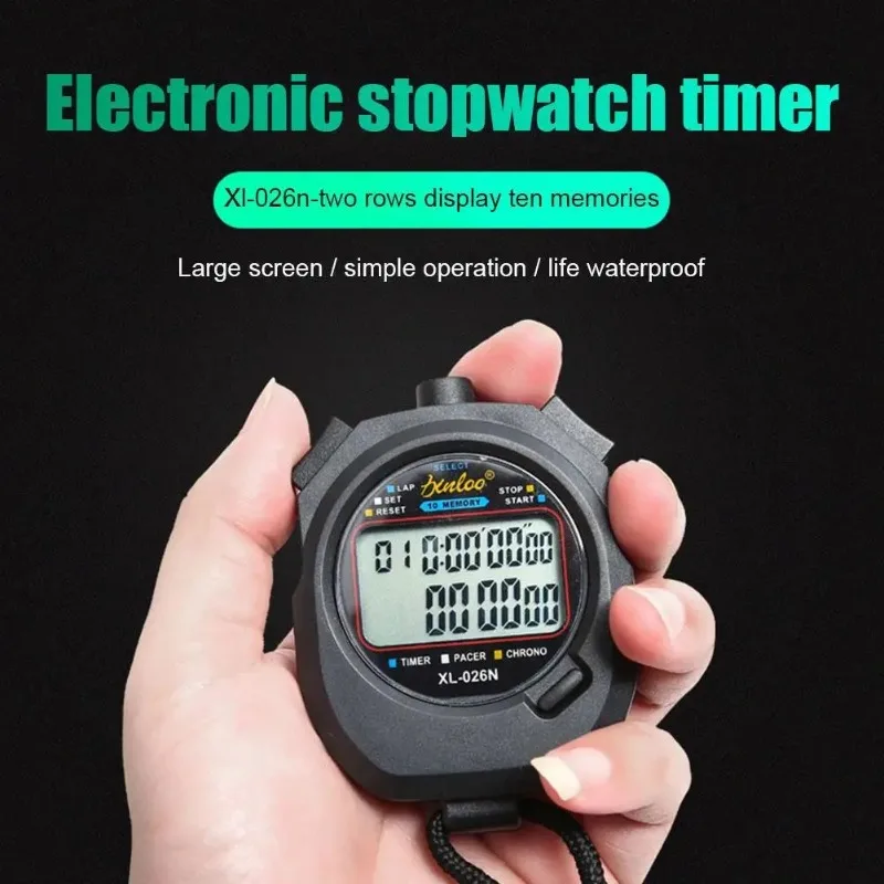 Multi-Function Digital Stopwatch Waterproof Countdown Timer Handheld Chronograph for Coaches Swimming Running Sports Training