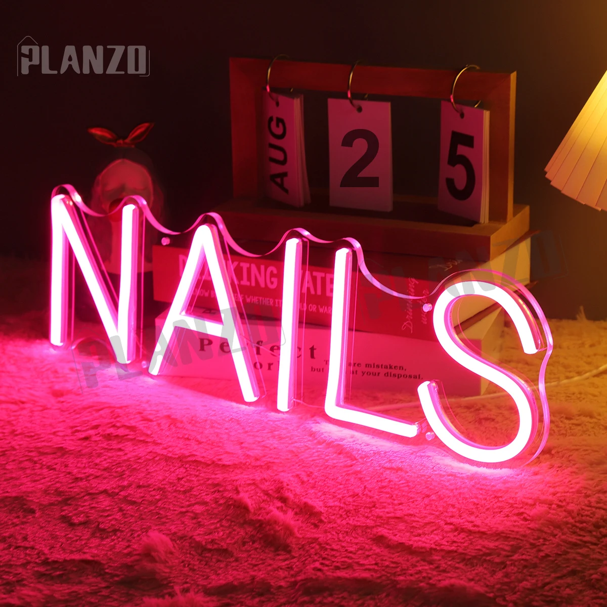 NAILS Neon Sign Led Pink Neon Light Up Signs for Wall Decor Usb Neon Lights Salon Beauty Room Decor Lights Bedroom Shop Indoor