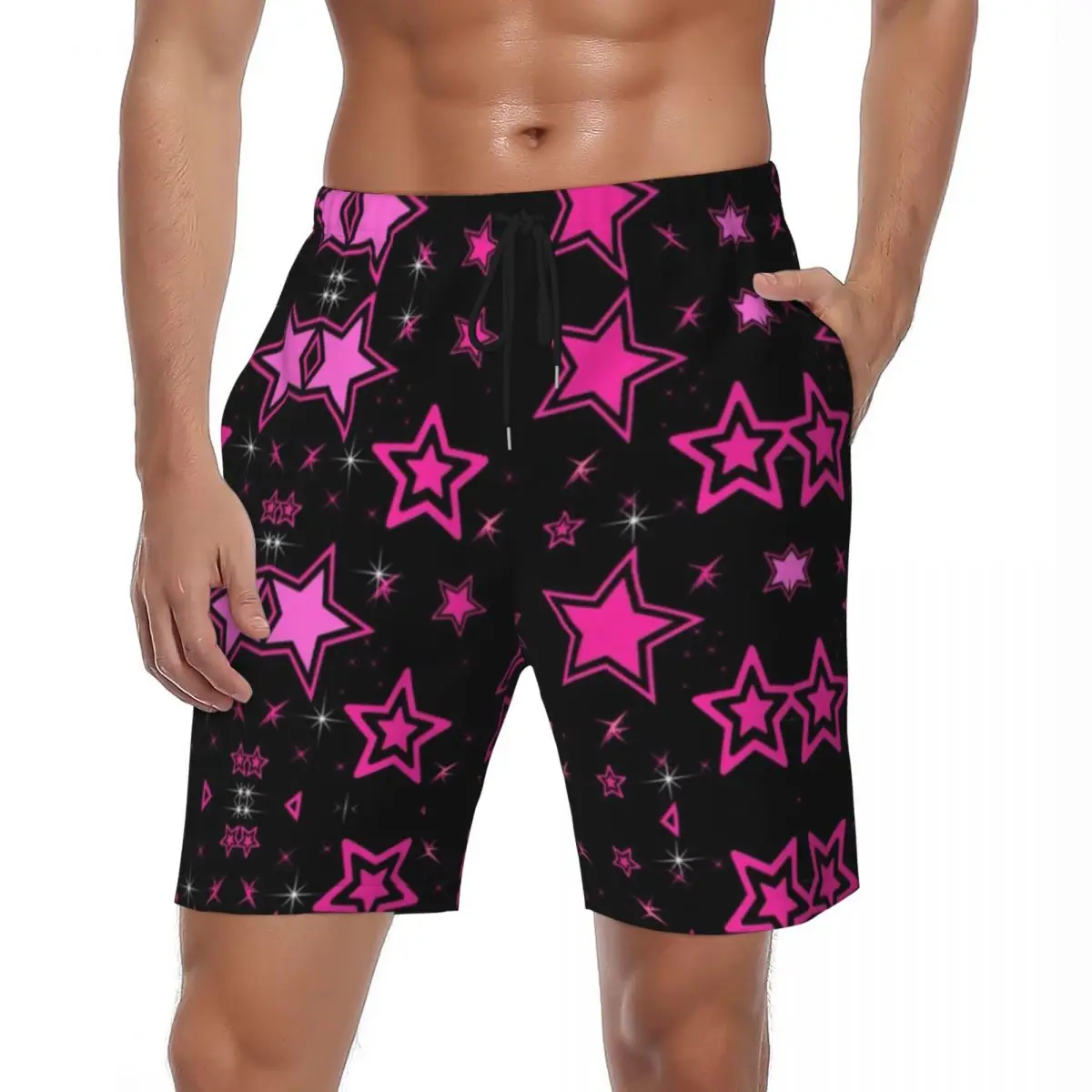 

Купальник Y2k, розовые дизайнерские пляжные шорты со звездами, летние крутые модные милые Гавайские пляжные шорты, мужские удобные плавки для серфинга