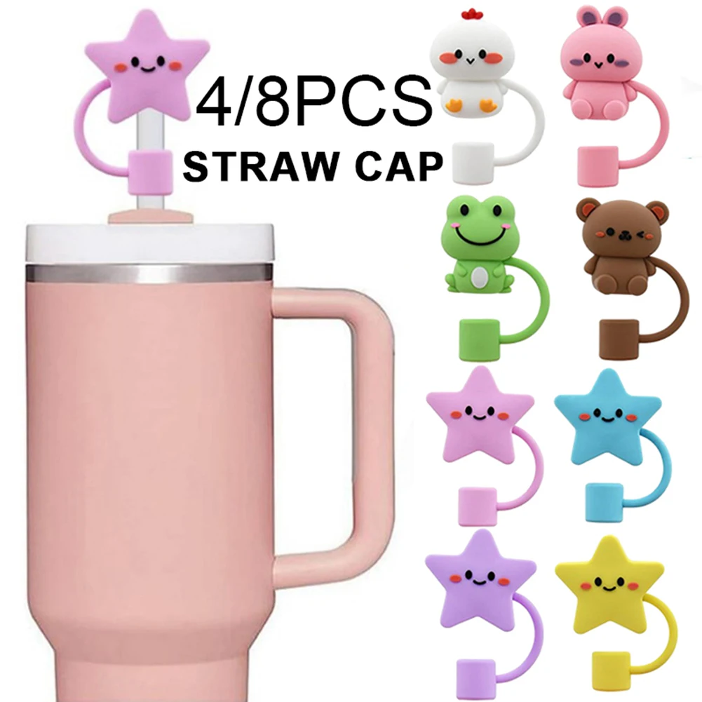 8PCS Christmas Straw Cover Cap for Stanley Cup, Silicone Straw