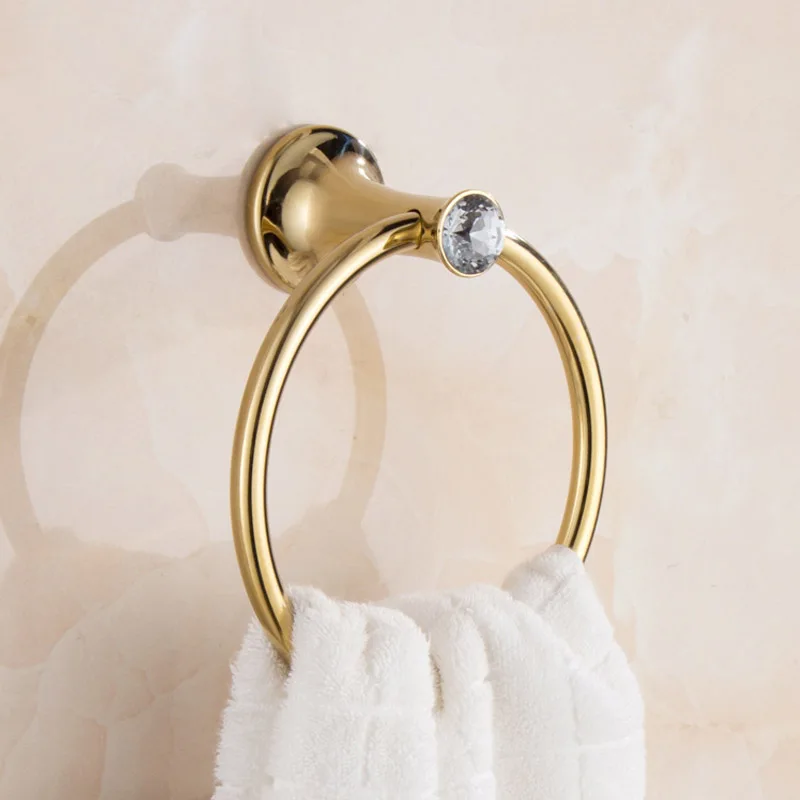 Gold Finish Stainless Steel Bathroom Towel Holder Wall-Mounted Round Towel Rings Towel Rack bathroom towel ring bathroom towel holder