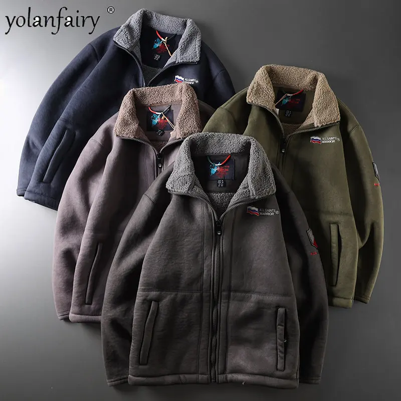 

YOLANFAIRY Winter Jacket Men Suede Imitation Cashmere Coat Man Plush Thickened Warm Jacket Male Clothes Men’s Parkas Veste Homme