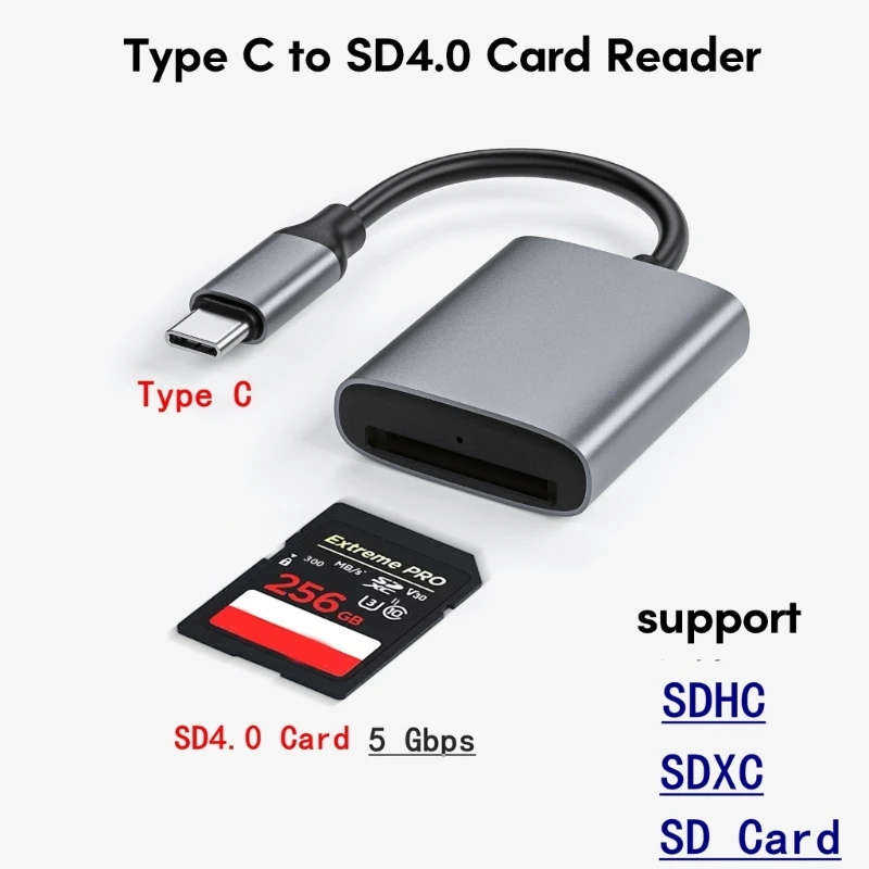 

Type C MS Card Adapter Card Reader Easy to Use for Androids Phones Tablets