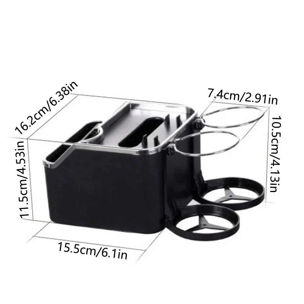 Foldable Car Armrest Storage Box with Cup Holder Phone Stand Waterproof Tissue Case Detachable Large Capacity