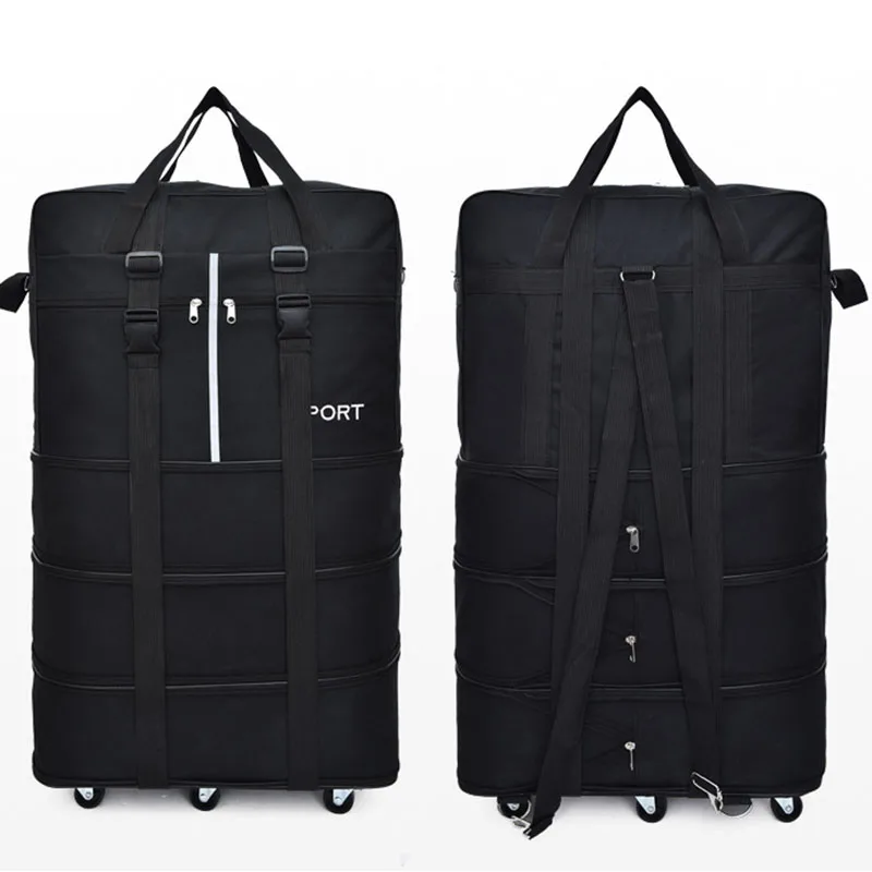 28 Inch Rolling Suitcase Luggage Aviation Checked Bag Black Travel Bag Universal Wheels Trolley Case Multifunction Backpack X50C