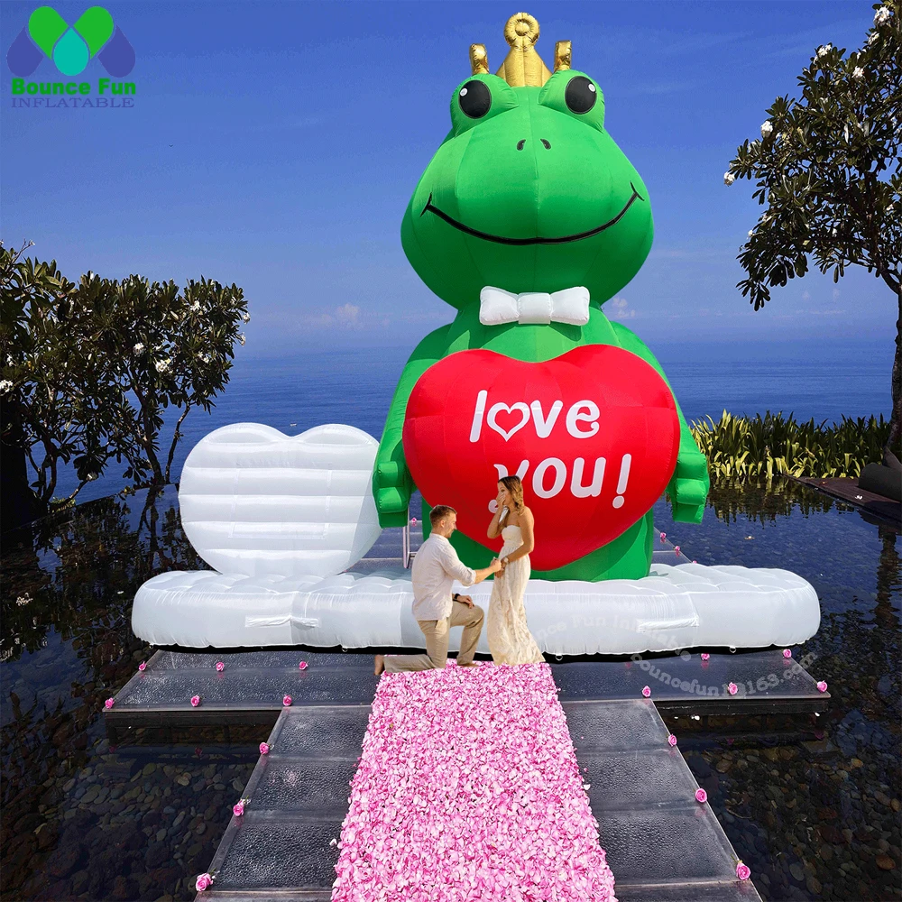 Customized New Design Giant Inflatable Frog With Love Letters And White Base For Wedding Valentine's Day Holiday Decoration festival crazy giant horrible inflatable skull with patterns outdoor yard skeleton cartoon head for halloween decoration