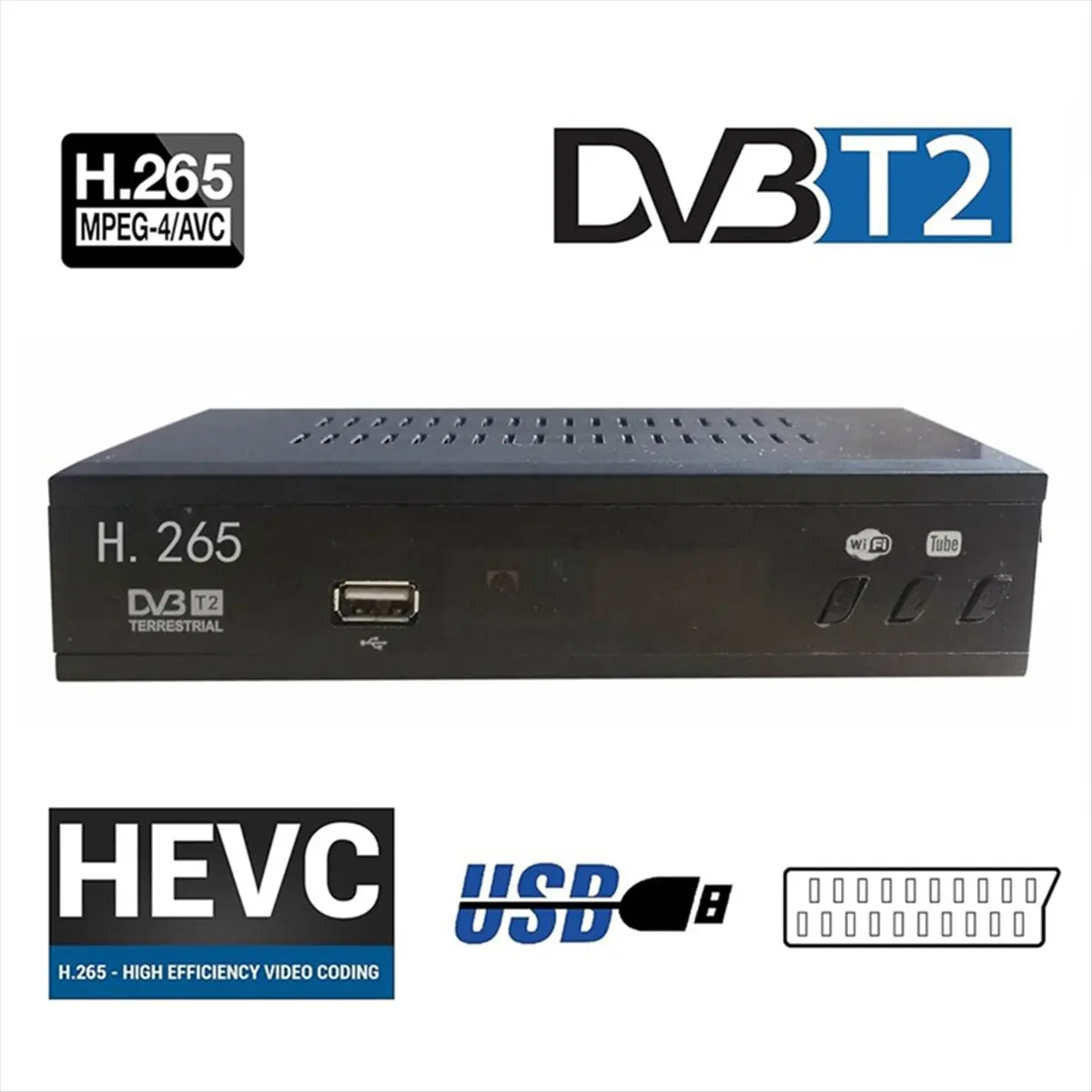 (N11R] DVB T2 HEVC 265 디지털 TV 튜너 DVB-T2 265 1080P HD 디코더 USB 지상파 TV 수신기 EPG 셋톱박스, EU 플러그