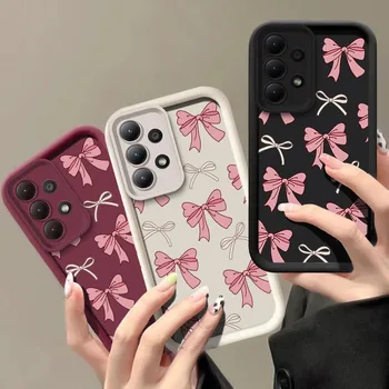 A55 Pink Bow Knot Case For Samsung Galaxy A35 A33 A53 A73 A34 A54 A55 F13 F23 M13 M15 M54 M51 M34 M31 Silicone Soft Phone Cover