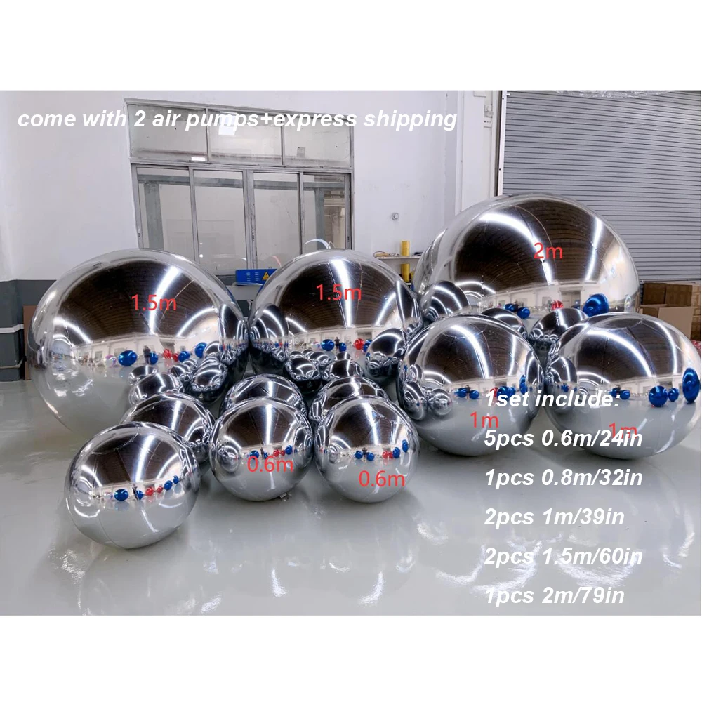 1 Set Silver Inflatable Mirror Ball Giant Hanging Disco Mirror Sphere Gold Iridescent Reuseable Metallic Balloons For Decoration 5