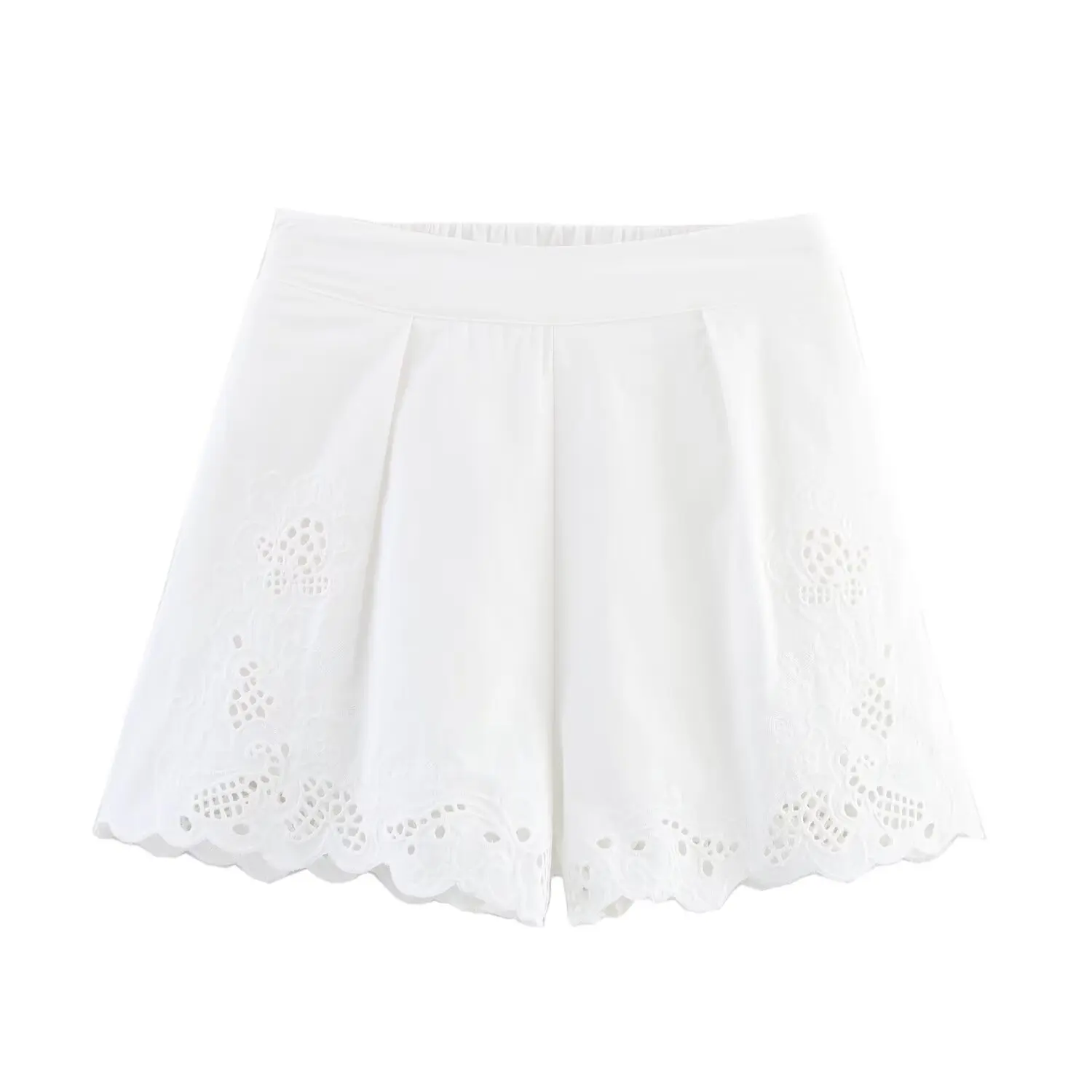 TRAFZA المرأة أنيقة مطرزة مجموعة بيضاء مجموعة تي ش...