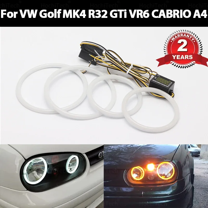 For Volkswagen VW Golf MK4 R32 GTi VR6 CABRIO A4 1998-2004 Switchback Cotton Light LED Angel Eye Halo Dual Color
