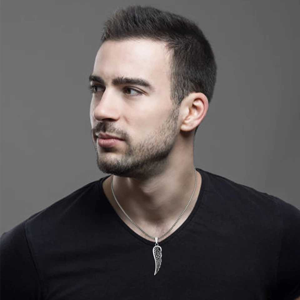 VANAXIN Antique Charms Angel Wings Pendants For Women Men Stainless Steel Necklace Antique Jewelry Gift