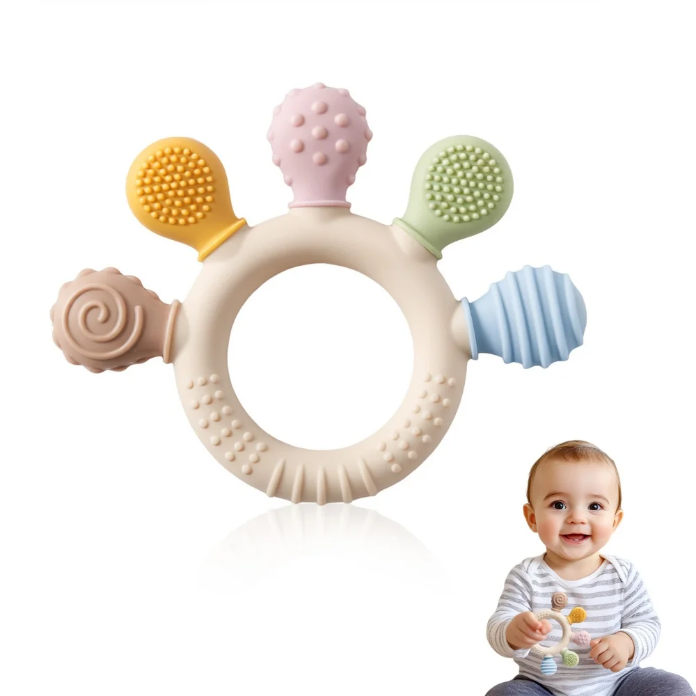 Baby Silicone Teether Dental Toys BPA Free Silicone Finger Teething Ring Bracelet Newborn Goods Baby Teething Toys Gift