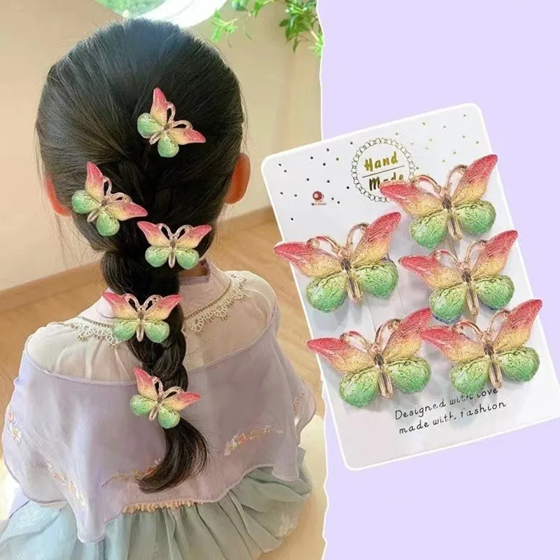 5pcs/set Gradient Butterfly Cute Baby Hairpins Kids Hair Clips Pins Children Headwear Princess Barrette for Girls Accessories