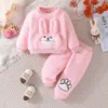 Newborn Baby Girls Clothes Sets New Winter Warm Fleece Suit Sweatshirts Pullovers+Pants 2Piece Outfits Costume Infant Clothing 1