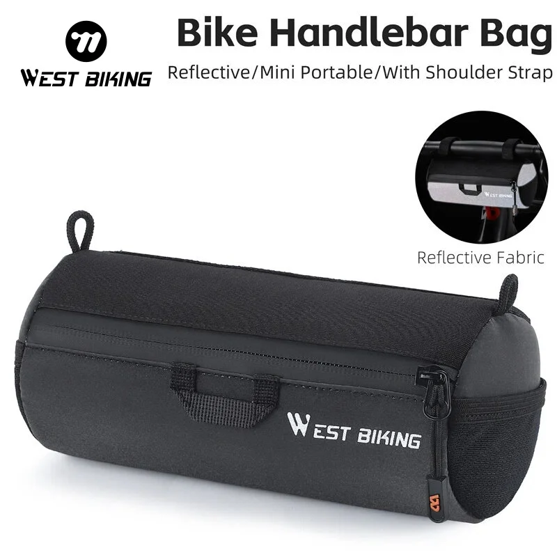 WEST BIKING Borsa da manubrio riflettente per bicicletta Borse a tracolla portatili multiuso per ciclismo MTB bici da strada scooter telaio tubo
