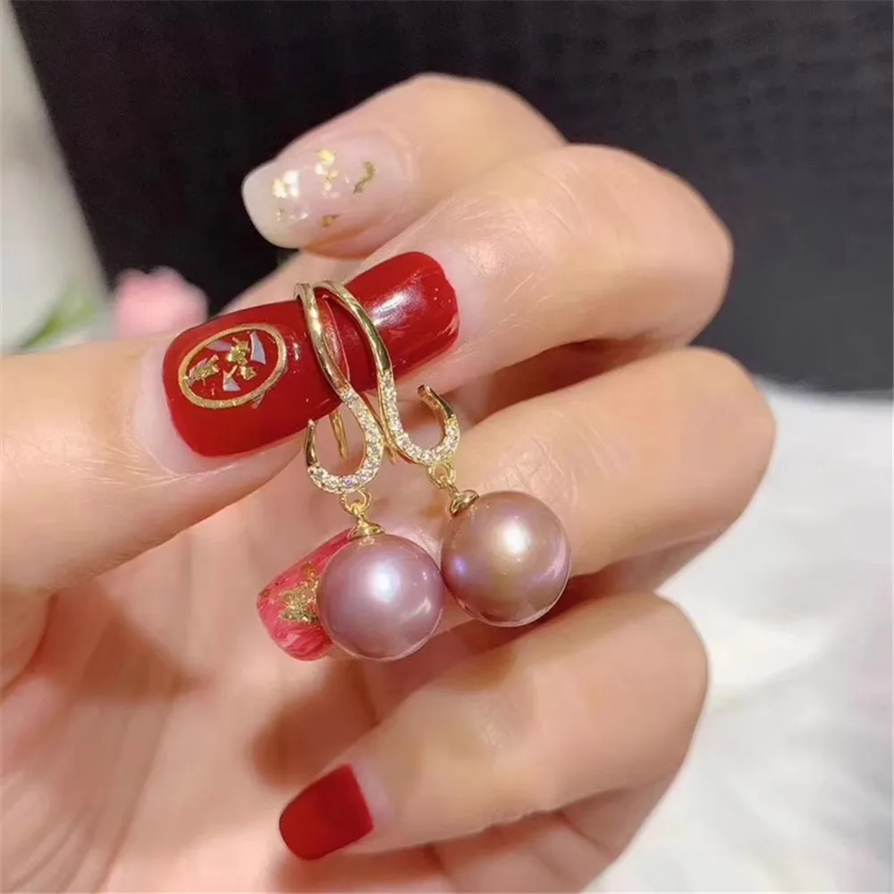 

DIY Pearl Accessories S925 Pure Silver Natural Pearl Earrings with Empty Bracelet Fashion Earrings Fit 8-12mm Oval E343