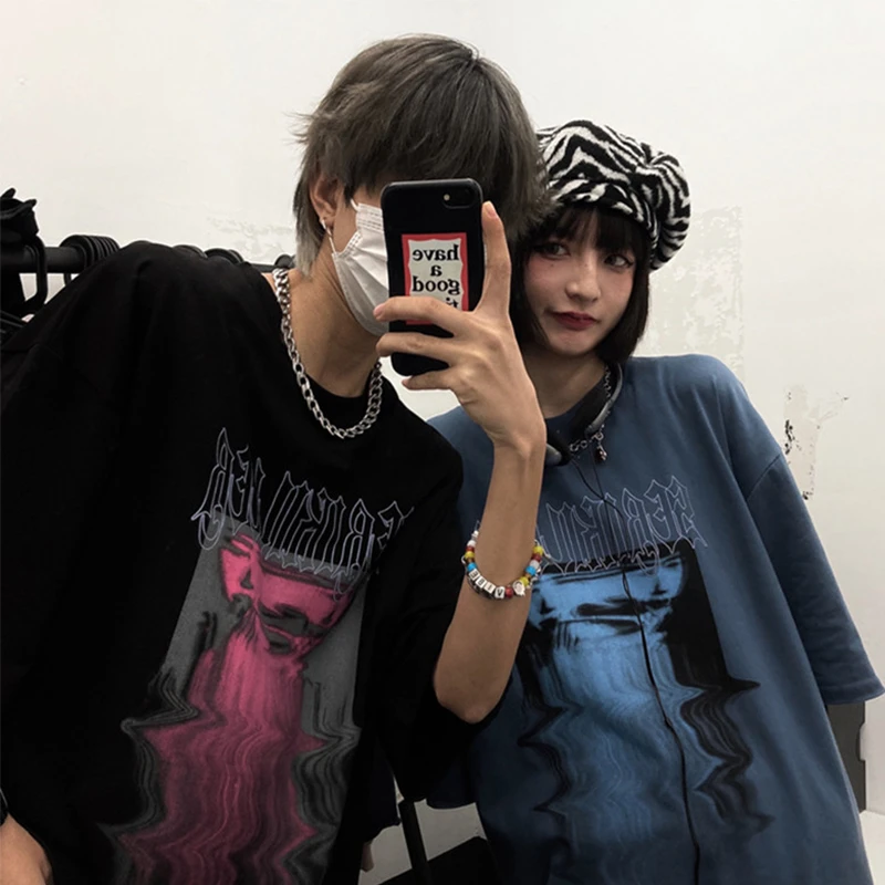 Goth Tops Men Harajuku Kpop Oversize T Shirts Korean Fashion Emo Grunge Woman S Top Graphic T Shirts Women Clothing Y2k Top Aliexpress