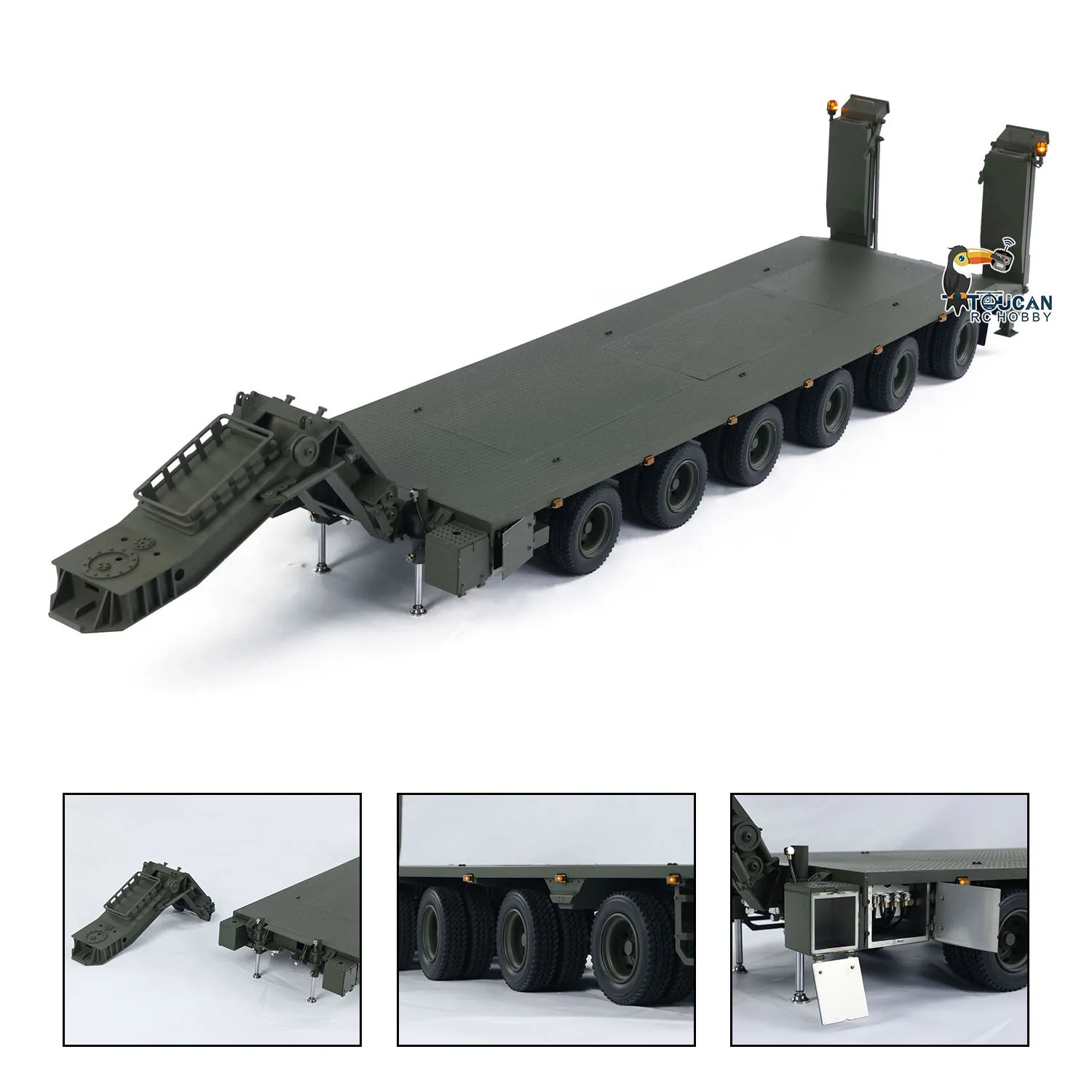 RC Hydraulic Metal Semi Trailer Painted Finished Spare Parts for Toys 1/14 Elefant FAUN SLT-56 Tank Transporter Car 2