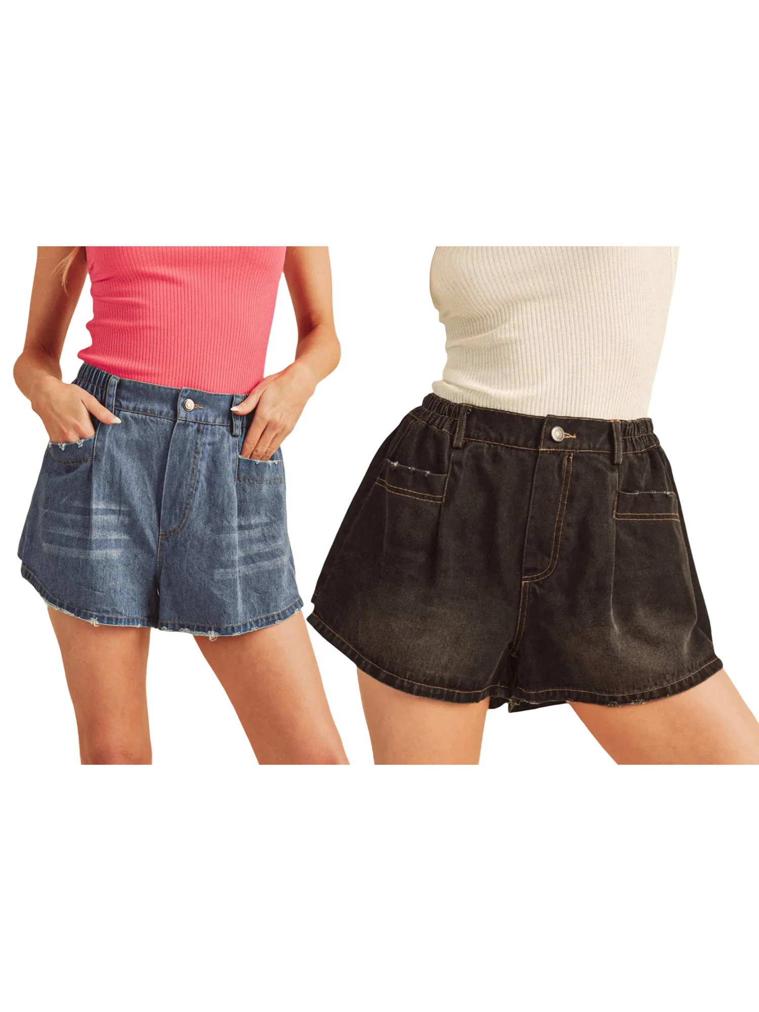 Stylish Denim Mini Skirt for Women Casual Summer High Waisted A-Line Button Front Short Skirt with Pockets