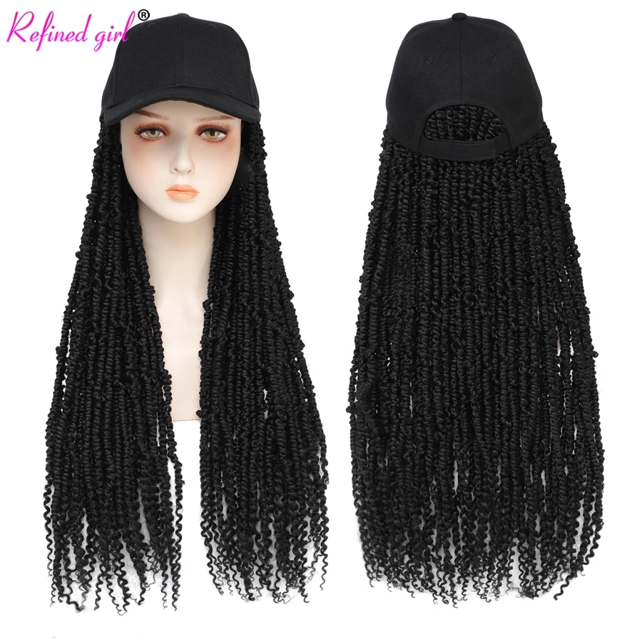 Hat Wig Pre-twisted Passion Twist Braid hair Extensions with Baseball Cap Synthetic Wigs For Black Woman Girls Braided Wig