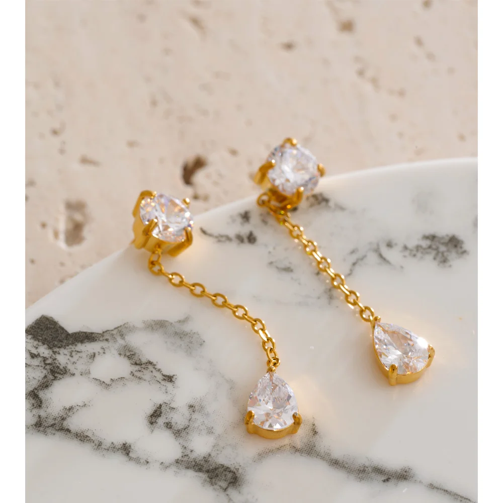 Yhpup Cubic Zirconia Dangle Jewelry Korean Chic