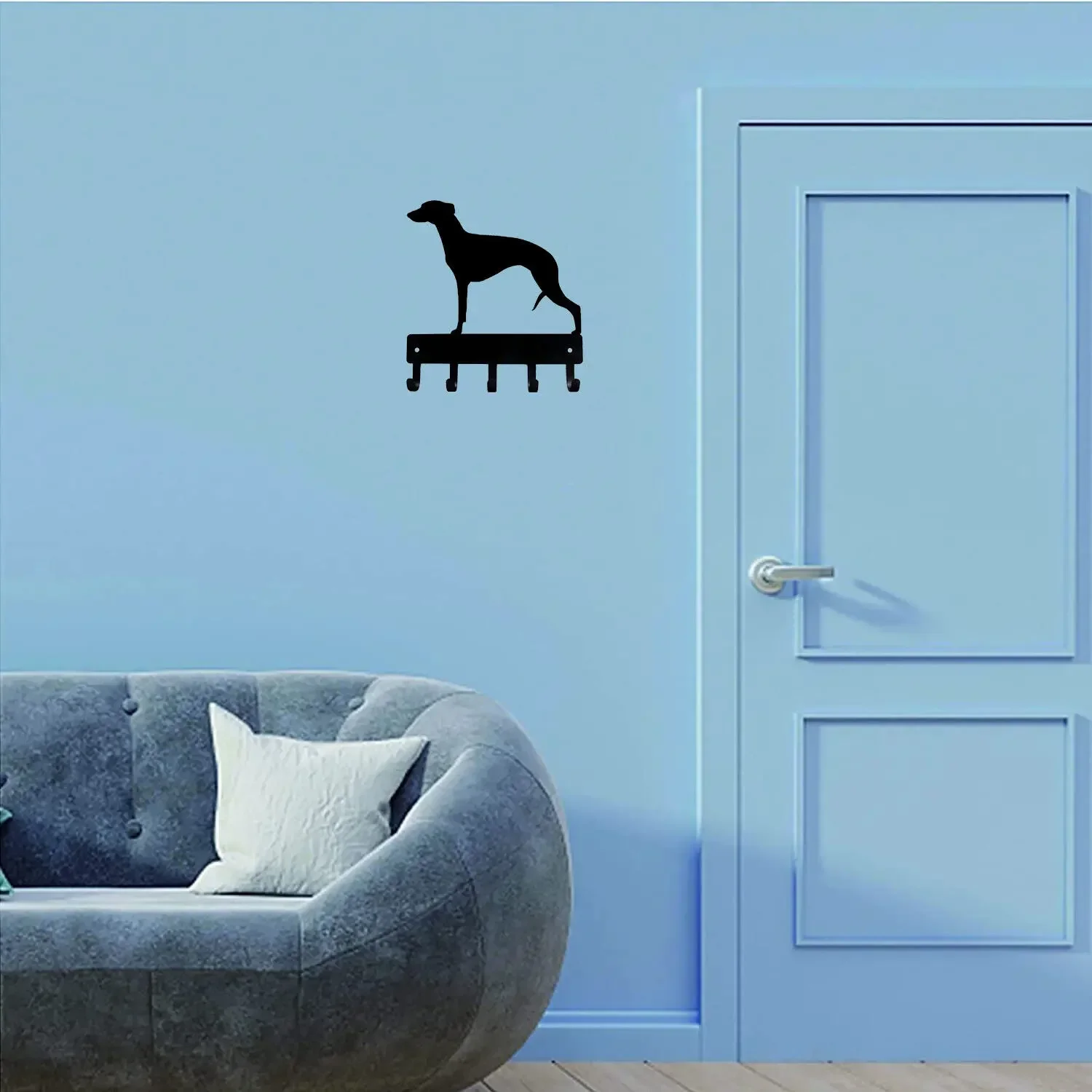 

6 inch Wide Metal Wall Art, Whippet Dog - Key Hooks & Keychain Holder - Wall hanging，Wall-mounted，Hooks