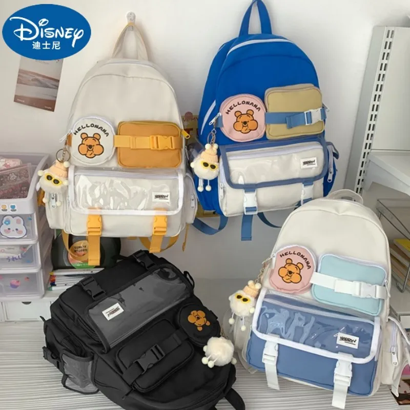 Disney Winnie The Pooh Nuovo Zaino Cartoon Cute Student School Bag Grande Capacità Cartoon Cute Women'S Casual Travel Backpack