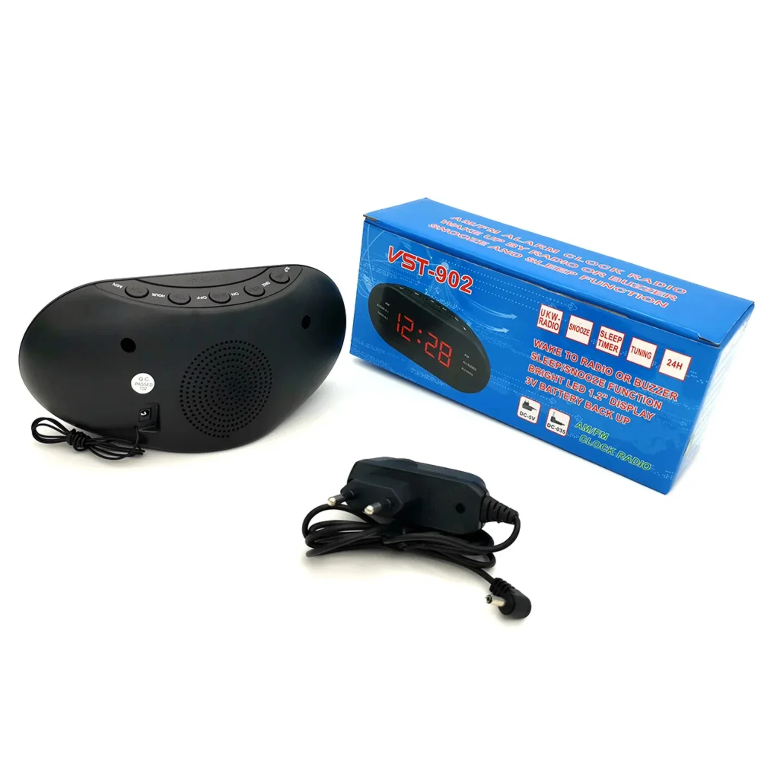 220V EU Plug AM FM Dual Frequency Radio Alarm Clock Digital LED Clock Luminous Snooze Electronic Table Clock - Home Essentials 5