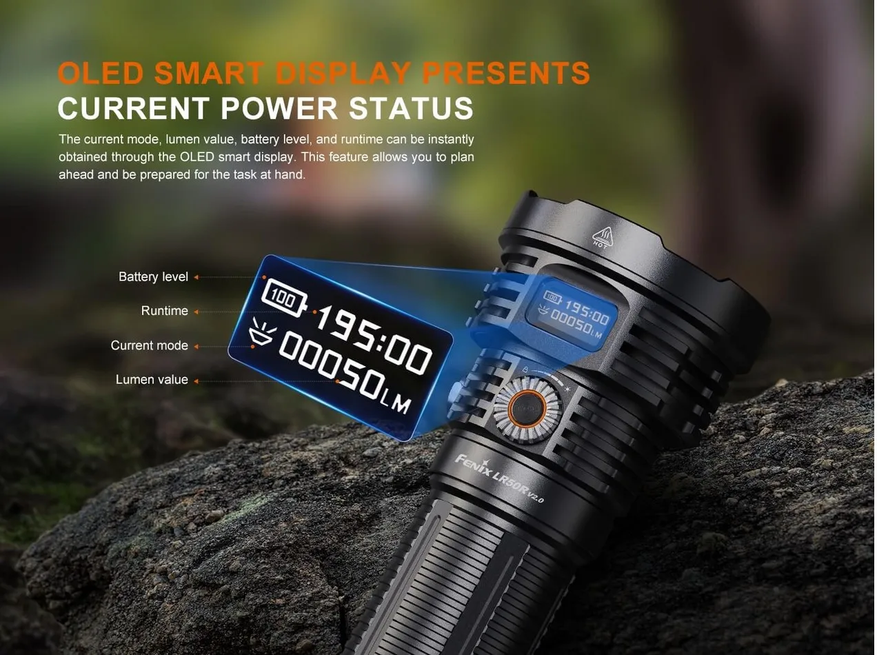 Fenix LR50R V2.0 레드 및 UV 빔 탑재 서치라이트 - 최대 18000루멘