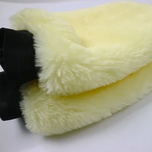 1 Uds piel de oveja auténtica guante coche suave guante pulidor de lana lavado limpieza polaca lavado de limpieza cera del coche cepillo para Detalles