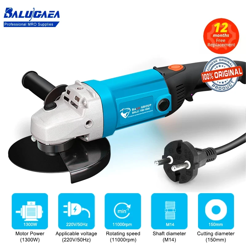 BALUGAEA M14 Angle Grinder Machine 1300W 150mm Corded Grinder Grinding Machine Power Tool kemei corded lint remover clothing fluff pellet remover pellet machine portable wire lint eliminator clothes shaver fuzz remover