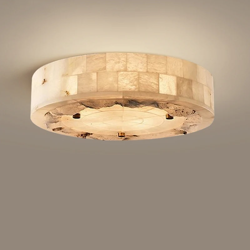 Luxurious Natural Marble Ceiling Lamp Circular 30CM 40CM Bedroom Living Dining Room Grand Pendant Light Hanging Illuminaire