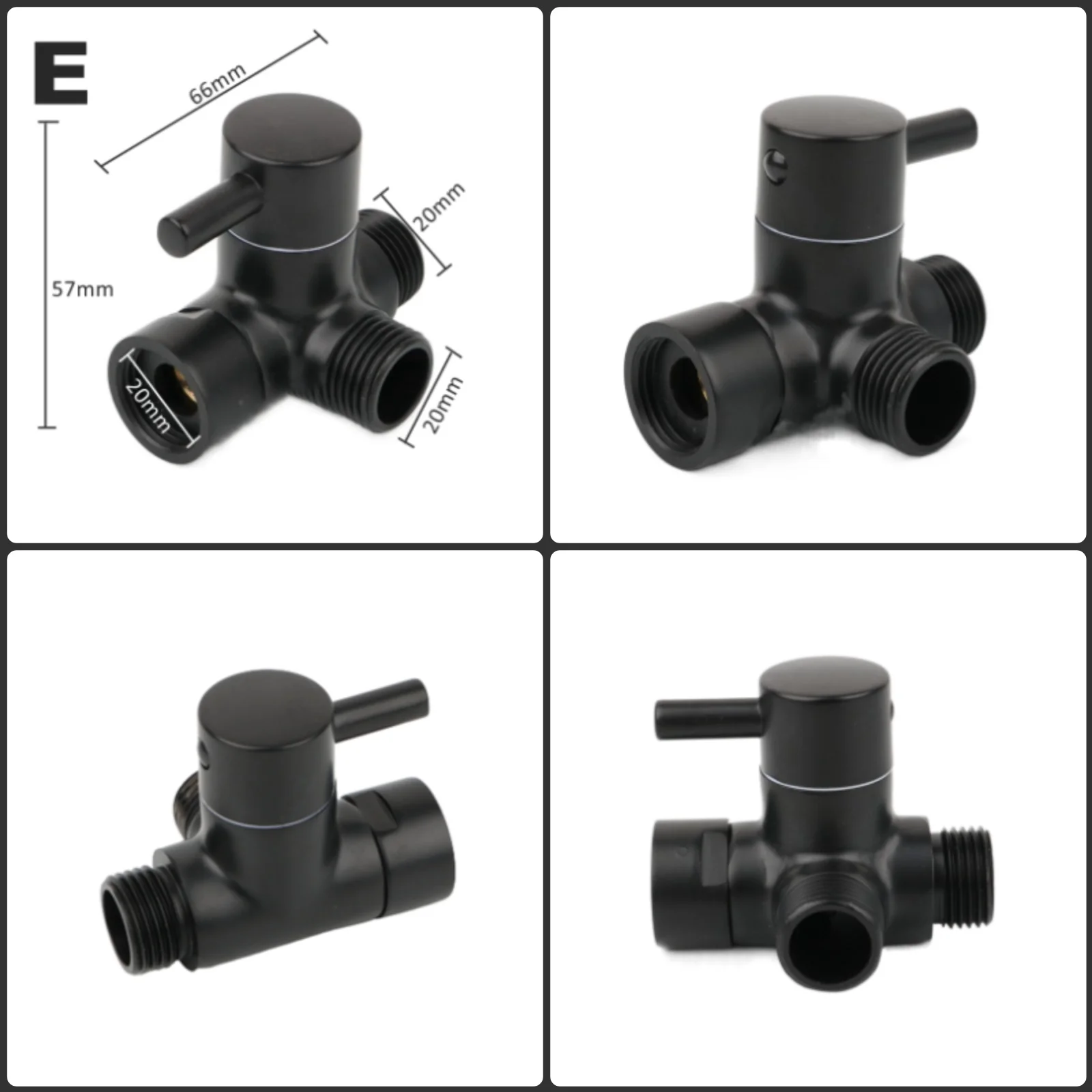 Black Brass Shower Arm Adapter G1/2&rsquo;&rsquo; G3/4 Shower Diverter Valve Handheld Head Bathroom Kitchen Accessories t adapter valve,shower head diverter valve,shower head adapter,diverter valve,faucet valve