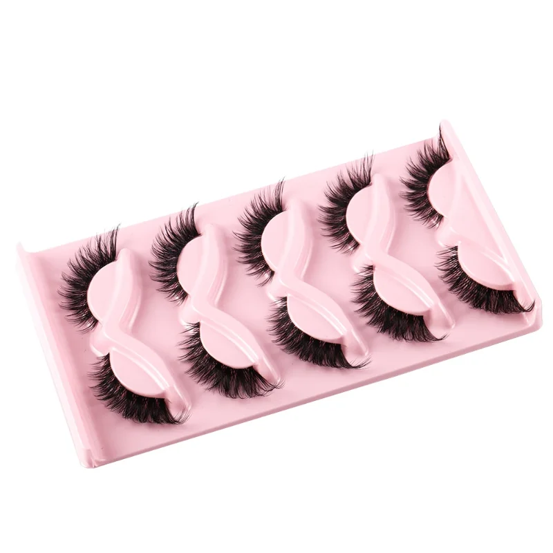 Fake Eyelashes 5 Pairs Cat Eye Faux Mink Manga Winged End