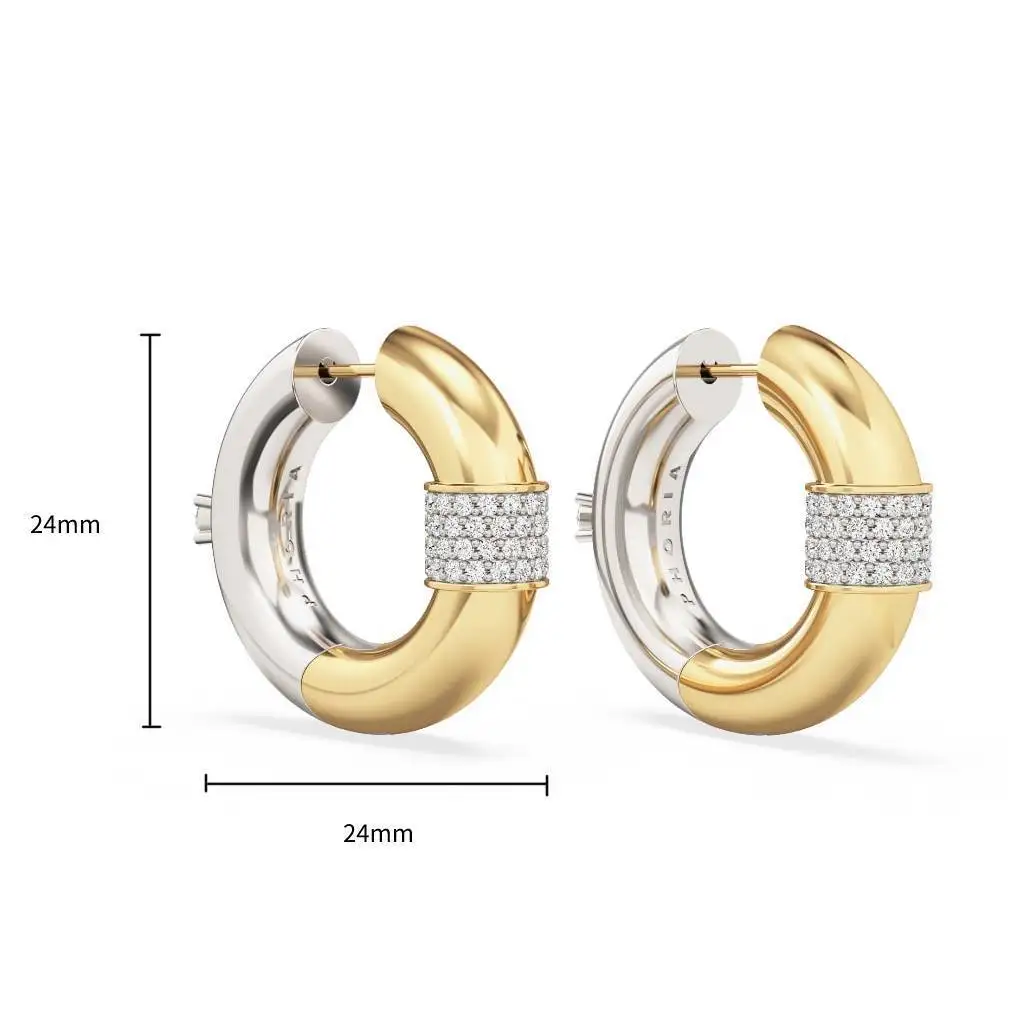 Stainless Steel Mix Color PVD Round Tube O-Shaped Hoop Earrings for Women Vintage Zircon Huggie Ear Ring Waterproof Jewelry Gift